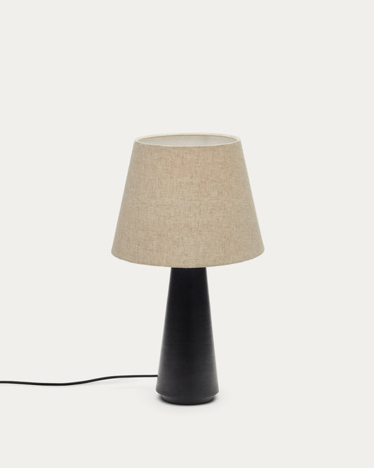 Lampe de table Torrent en métal peint noir et abat-jour en lin
