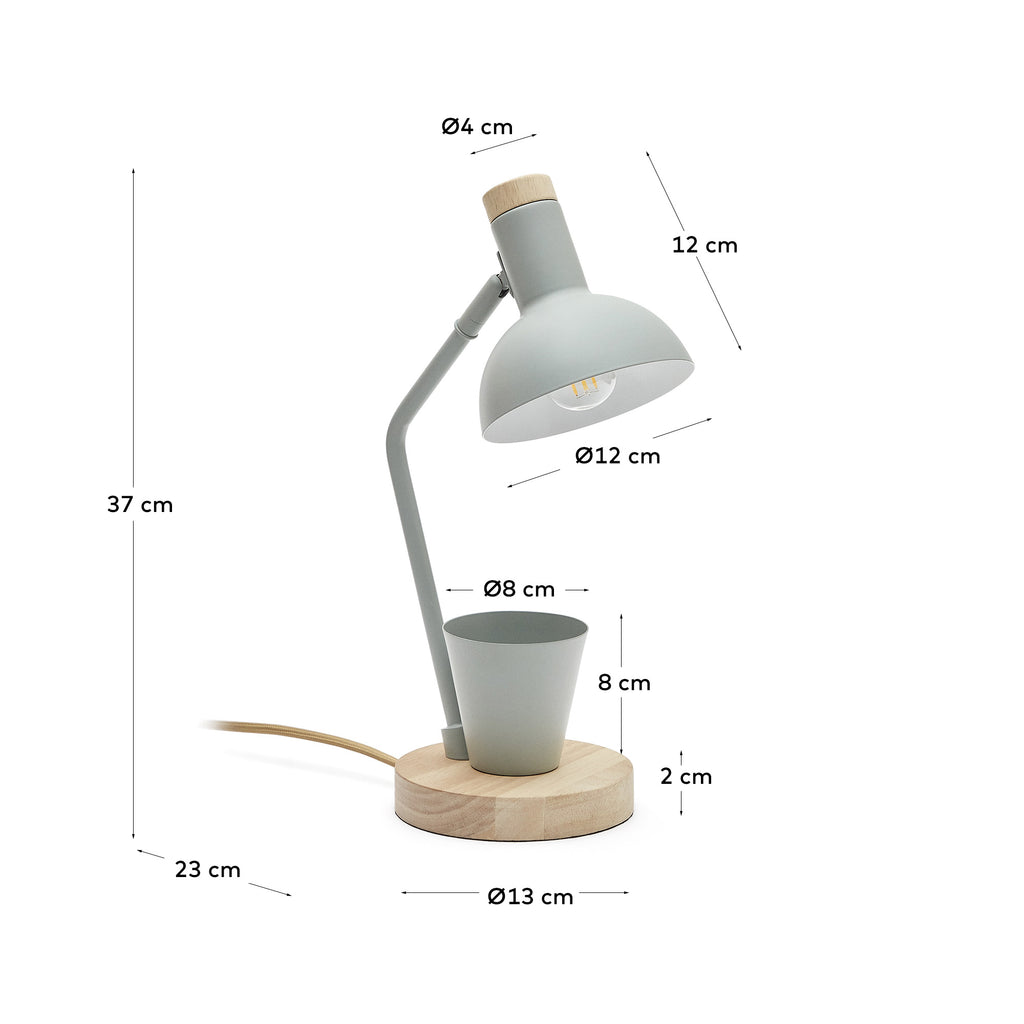 Lampe de bureau Katia en bois et métal vert