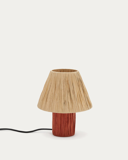 Lampe de table Pulmi en raphia naturel et terracotta
