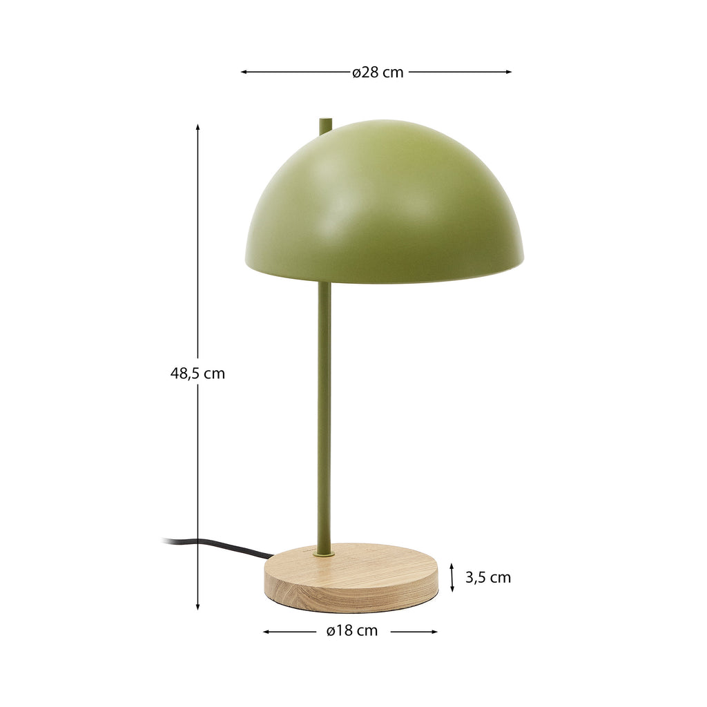 Lampe de table Catlar en bois de frêne et métal avec finition verte