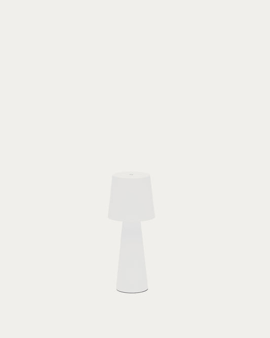 Petite lampe de table extérieure Arenys en métal avec finition blanche