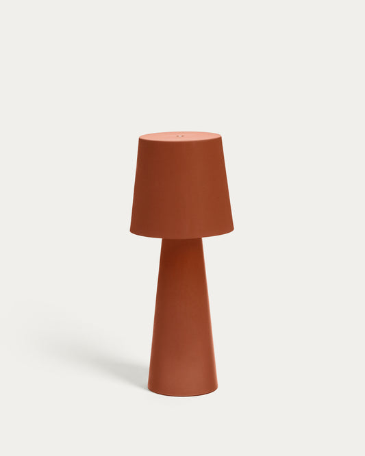 Grande lampe de table extérieure Arenys en métal avec finition terracotta