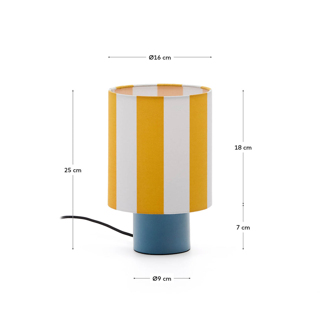 Lampe de table Ciral en métal peint bleu.