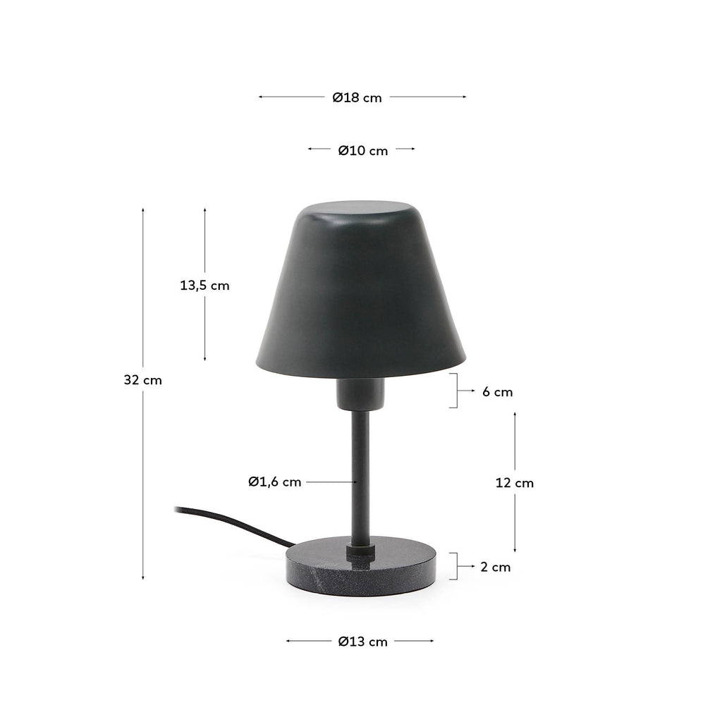 Lampe de table Calina en métal vert et marbre noir
