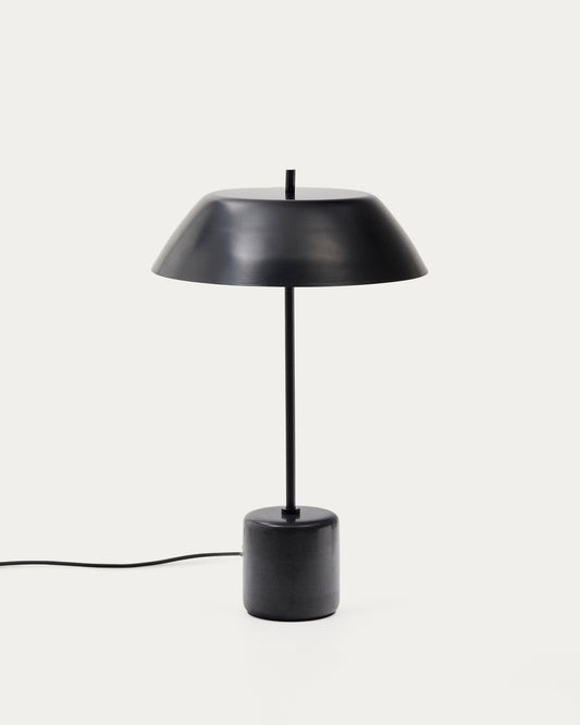 Lampe de table Sayra en marbre noir et métal peint noir