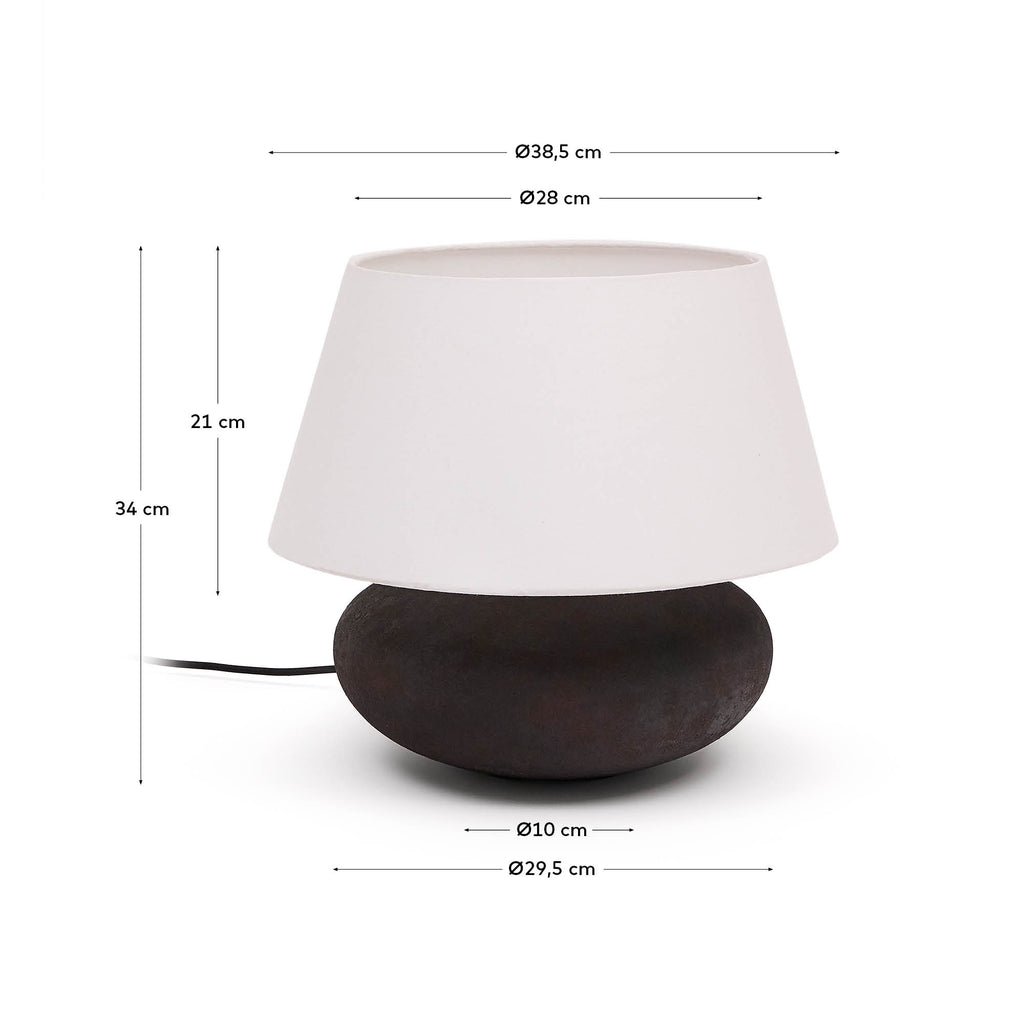 Lampe de table Nessi en métal avec finition effet terre cuite noir