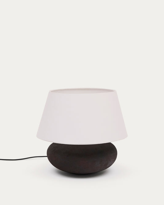 Lampe de table Nessi en métal avec finition effet terre cuite noir