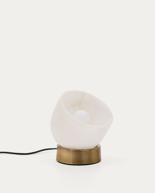 Lampe de table Shenli en albâtre et métal finition laiton