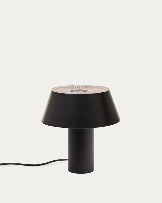 Lampe de table Ancare en métal noir et corde beige