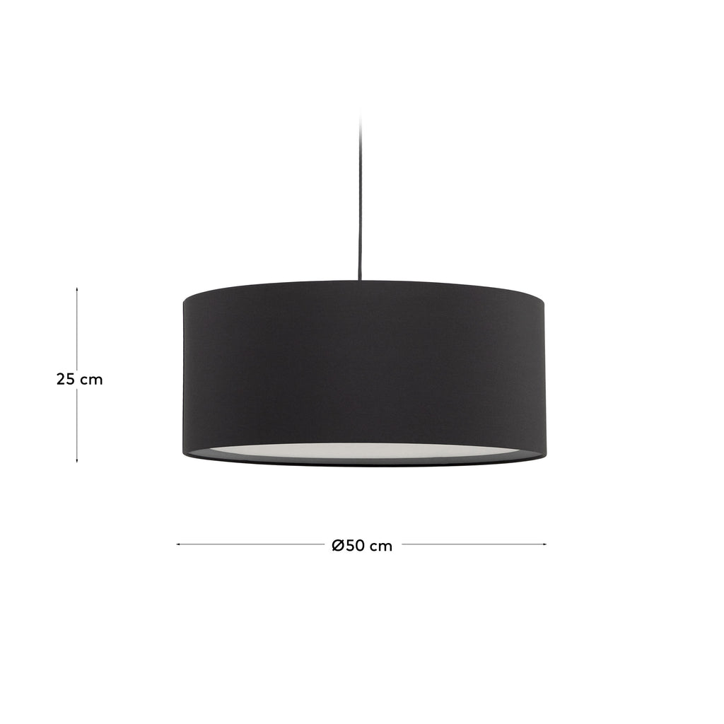 Abat-jour pour suspension Santana noir avec diffuseur blanc Ø 50 cm