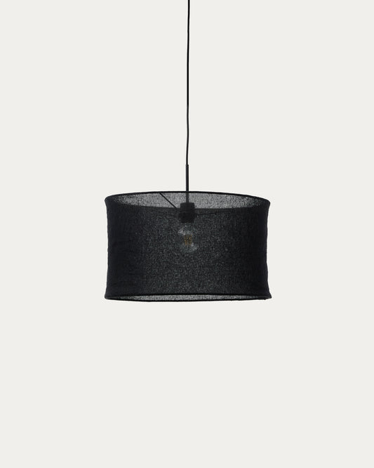 Abat-jour Mariela pour plafonnier en lin, finition noire Ø 50 x 30 cm