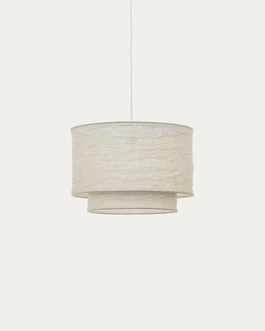 Abat-jour Mariela pour plafonnier en lin, finition beige Ø 40 x 34 cm