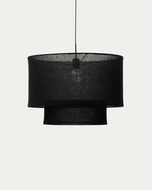 Abat-jour pour suspension Mariela en lin avec finition noire Ø 60 x 40 cm