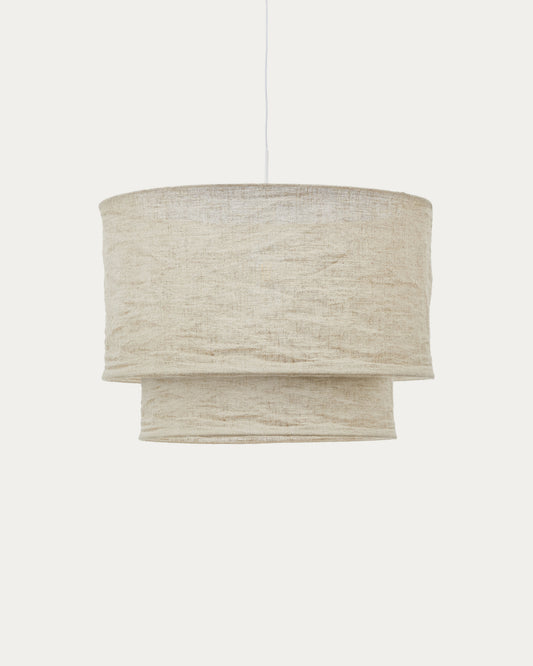 Abat-jour Mariela pour plafonnier en lin, finition beige Ø 60 x 40 cm