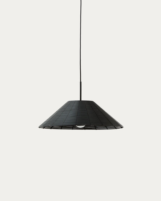 Abat-jour pour plafonnier extérieur Saranella en rotin synthétique noir Ø 50 cm