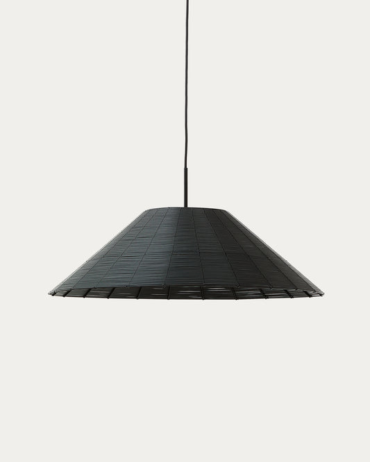 Abat-jour pour plafonnier extérieur Saranella en rotin synthétique noir Ø 70 cm