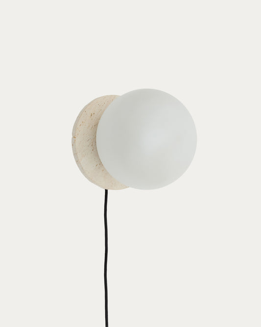 Applique Malachi en verre et pierre de travertin.