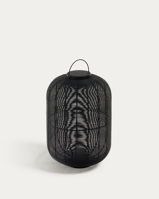 Lampe de table baladeuse grand format Saranella en rotin synthétique noir