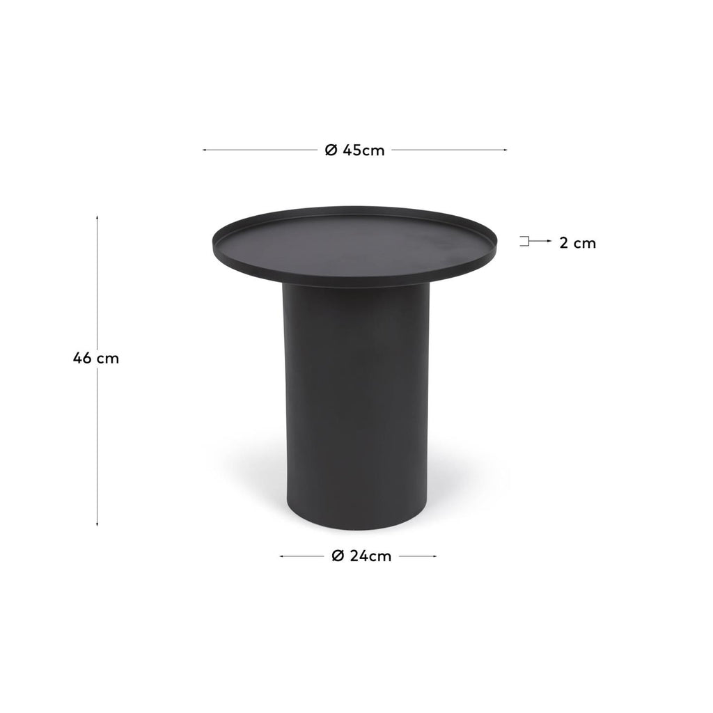 Table d'appoint ronde Fleksa en métal noir Ø 45cm
