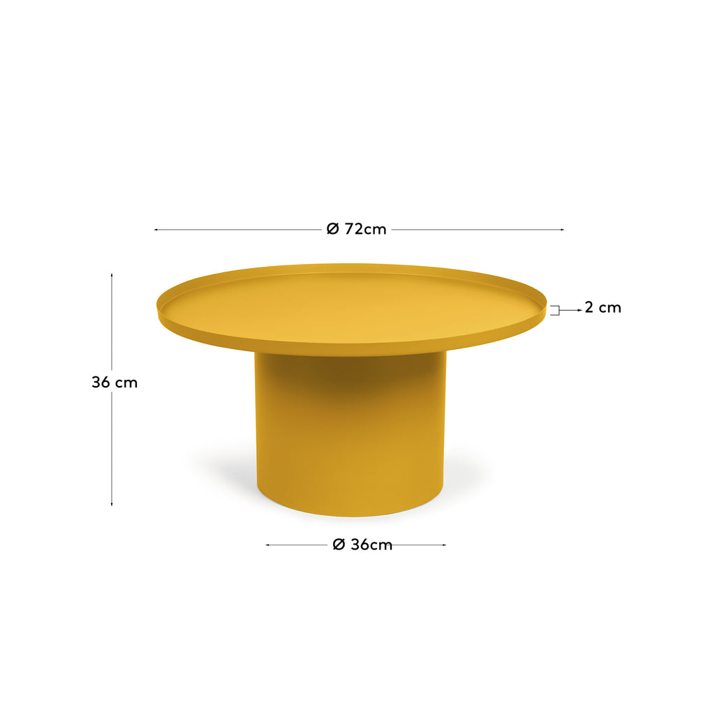 Table basse ronde Fleksa en métal jaune Ø 72 cm