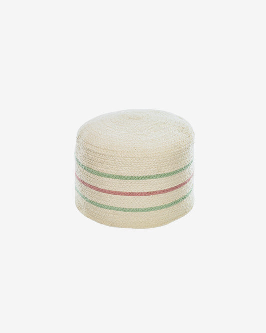 Pouf rond Daiana en coton beige et multicolore Ø 40 cm