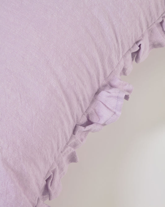 Housse de coussin Nacha en coton et lin mauve 45 x 45cm