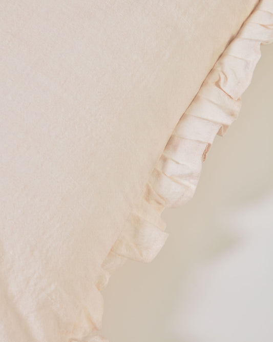 Housse de coussin Nacha en coton et lin rose 45 x 45cm