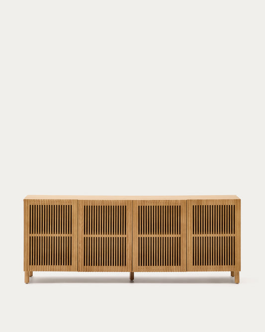 Buffet Beyla 4 portes en bois massif et placage de frêne 180 x 71,5 cm FSC 100 %