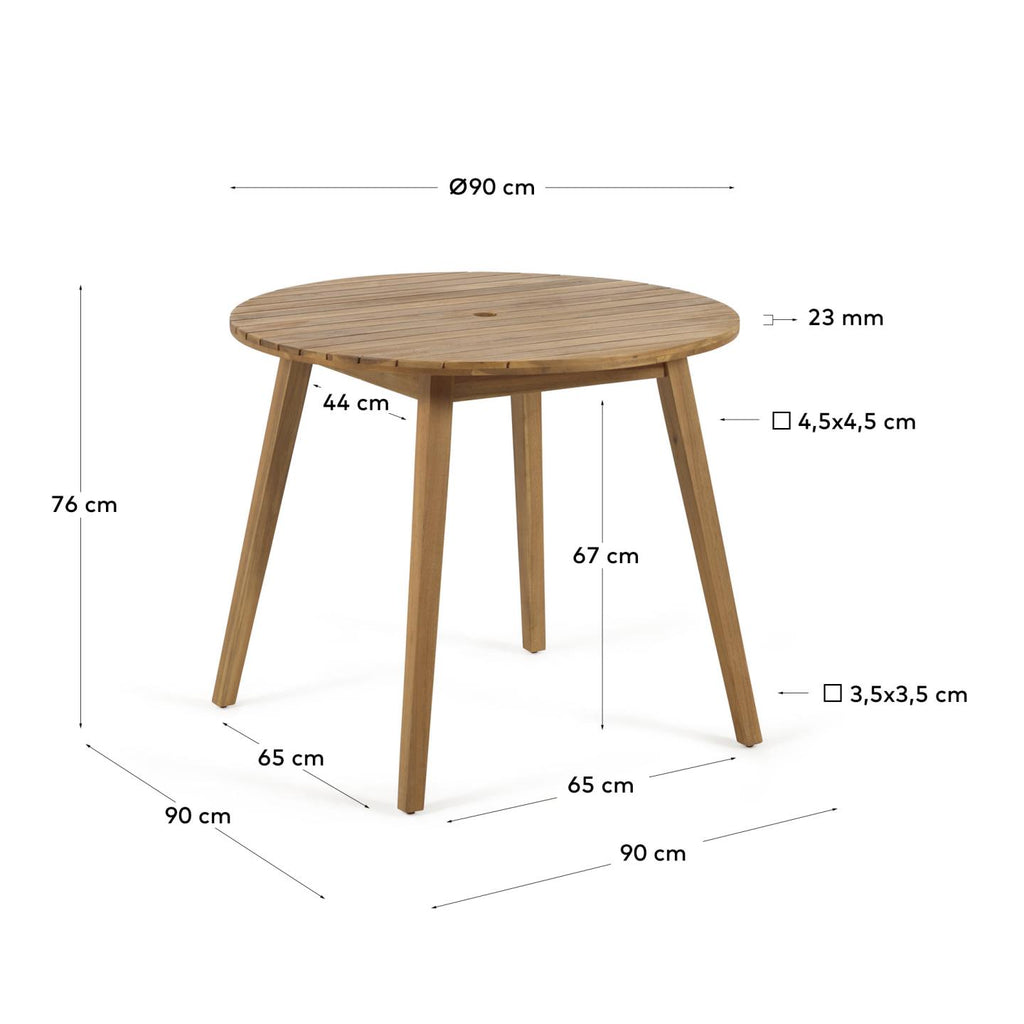 Table ronde de jardin Vilma en bois d'acacia Ø 90cm FSC 100%