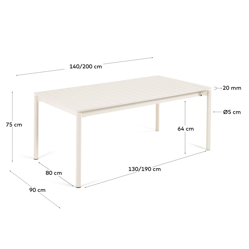 Table extensible d'extérieur Zaltana en aluminium  finition gris clair 140 (200) x 90 cm
