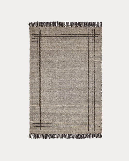 Tapis Eneo à franges beige et marron 160 x 230 cm