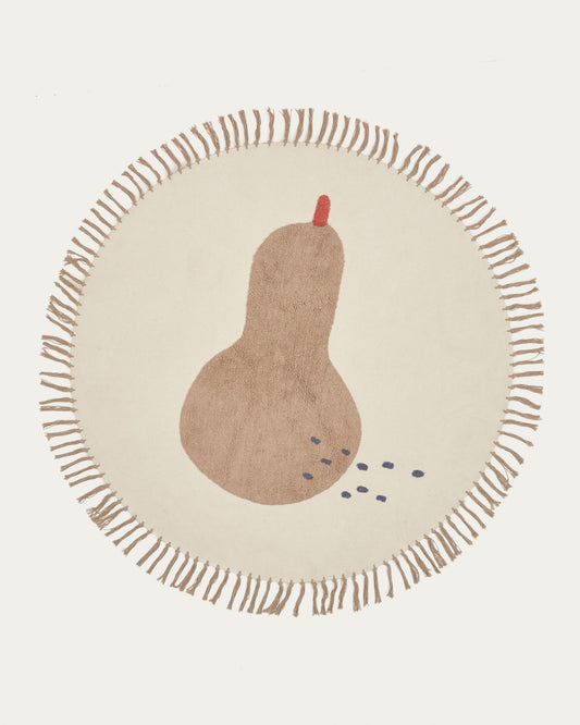 Tapis rond Tamya 100 % coton poire marron Ø 120 cm