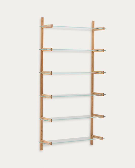 Étagère modulable Sitra 6 tablettes en verre et bois de chêne 110 cm FSC Mix Credit