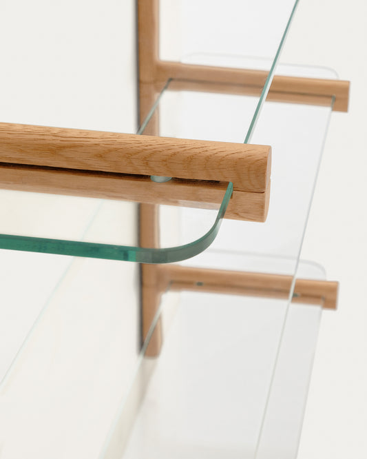 Étagère modulable Sitra 1 tablette en verre et bois de chêne 110 cm FSC Mix Credit