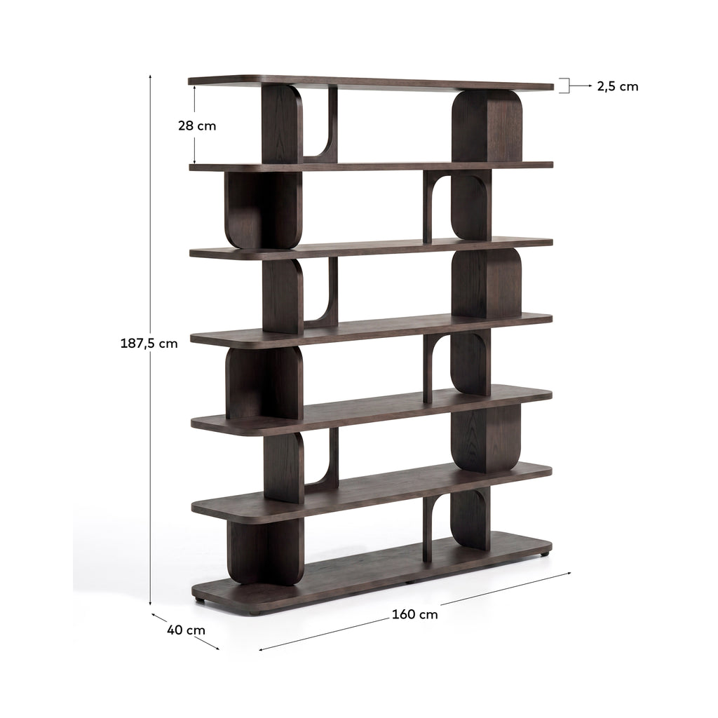 Aduma ebonised-finish oak veneer shelving unit with FSC 100% 160 x 187 cm
