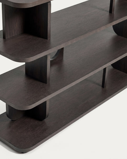 Étagère Aduma en placage de chêne avec finition ébonisée FSC 100 % 160 x 187 cm