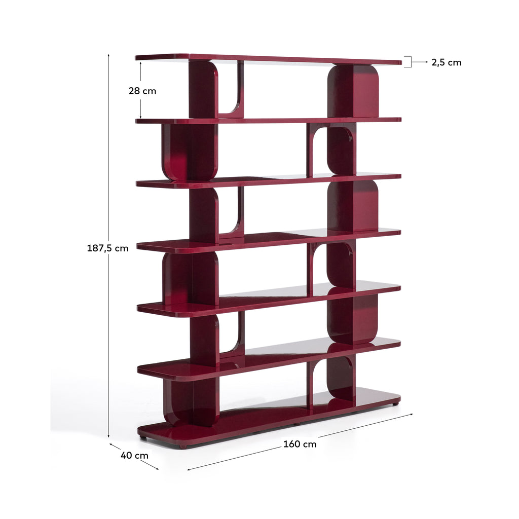 Étagère Aduma MDF laqué grenat avec finition brillante FSC 100 % 160 x 187 cm