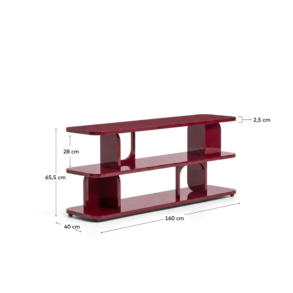 Étagère Aduma MDF laqué grenat avec finition brillante FSC 100 % 160 x 65 cm