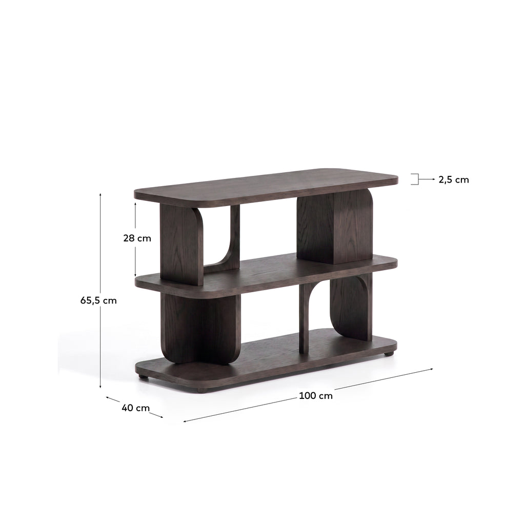 Aduma ebonised-finish oak veneer shelving unit FSC 100% 100 x 65 cm