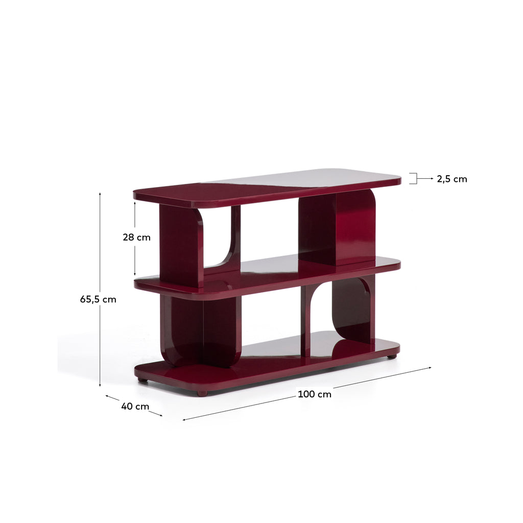 Étagère Aduma MDF laqué grenat avec finition brillante FSC 100 % 100 x 65 cm