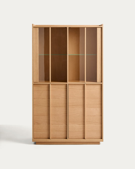 Vitrine Onix en bois de chêne et placage de chêne finition ton naturel 100 x 170 cm FSC Mix Credit