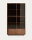 Helvine 4-door, 2-drawer display cabinet in ash veneer with walnut finish and tempered glass 100 x 174cm FSC 100%
