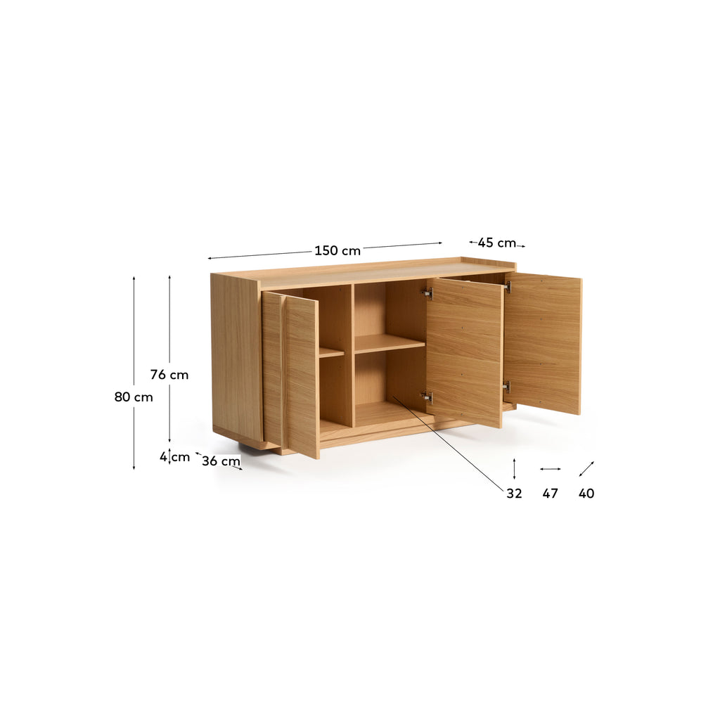 Buffet Onix en placage de chêne finition ton naturel 150 x 80 cm FSC Mix Credit