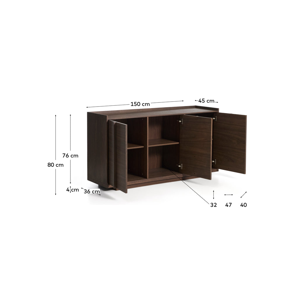 Buffet Onix en placage de noyer finition foncée 150 x 80 cm FSC Mix Credit