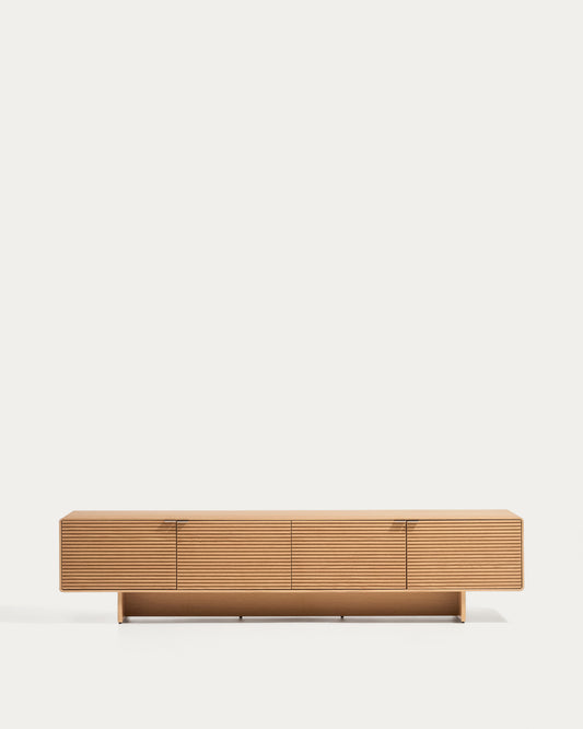 Meuble TV Norlen 4 portes en placage de chêne avec finition naturelle FSC Mix Credit 200 x 46 cm