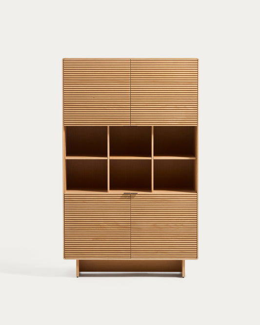 Buffet haut Norlen 4 portes en placage de chêne avec finition naturelle FSC Mix Credit 100 x 163 cm