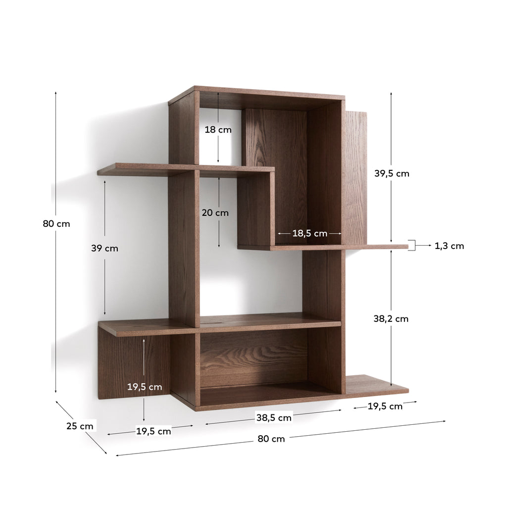 Étagère modulable Ina en placage de frêne finition ton noyer 80 x 80 cm FSC 100%