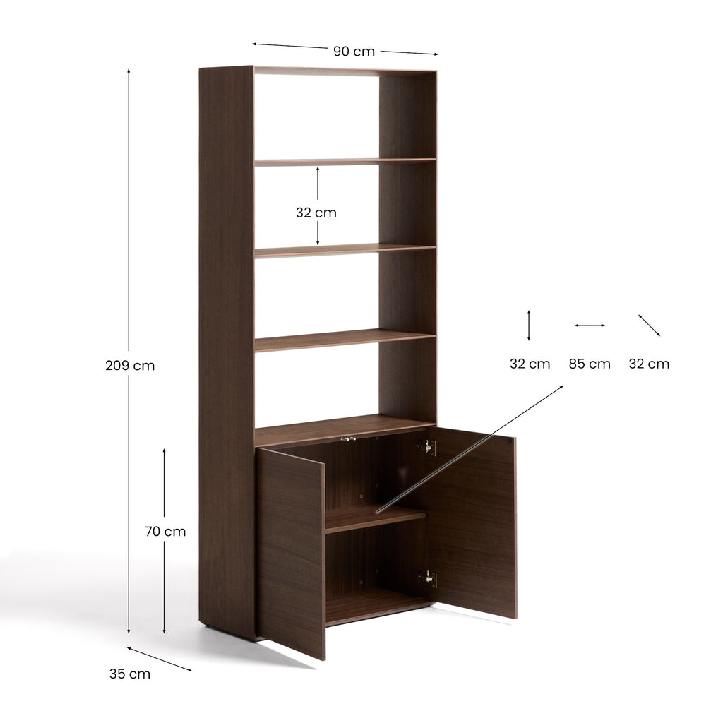 Étagère Visala en placage de noyer 90 x 209 cm FSC 100 %