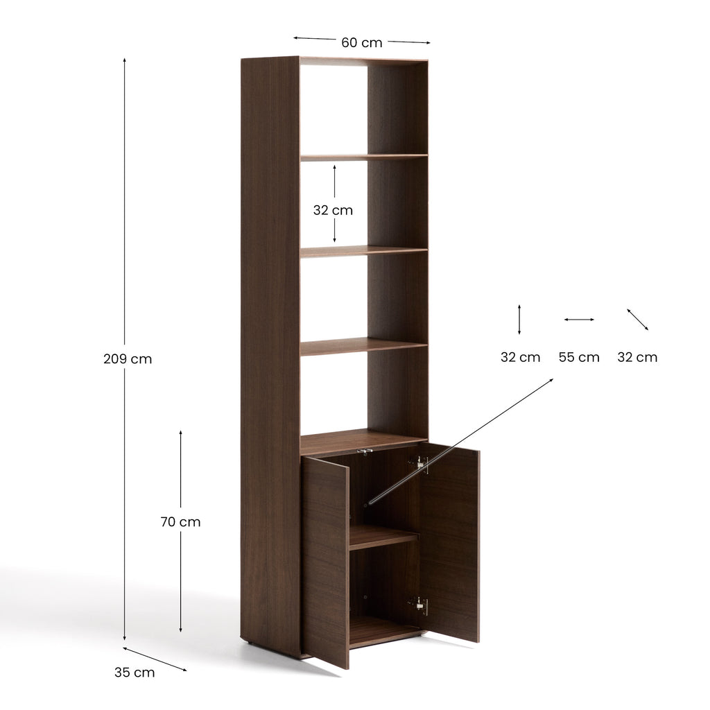 Étagère Visala en placage de noyer 60 x 209 cm FSC 100 %
