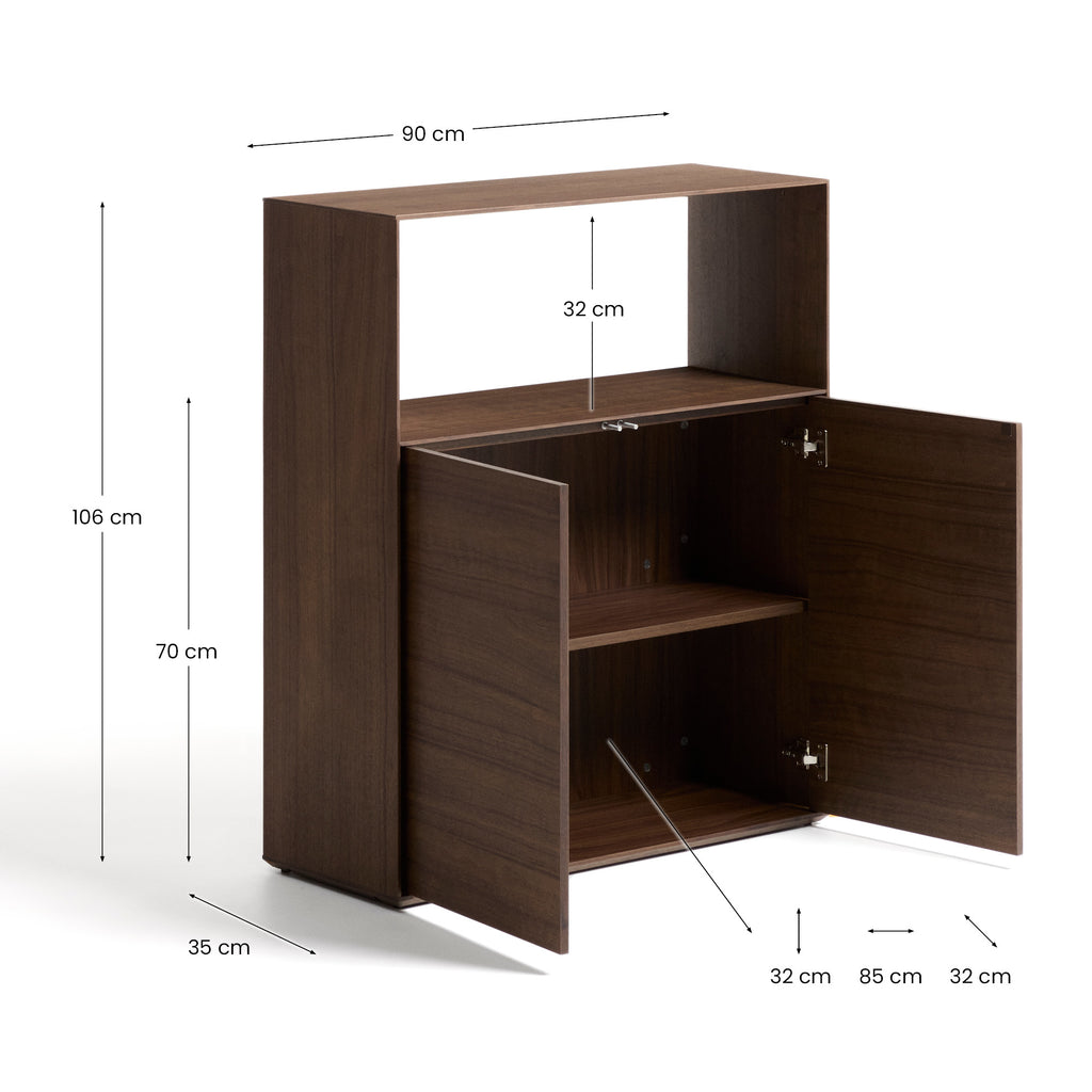 Étagère Visala en placage de noyer 90 x 106 cm FSC 100 %